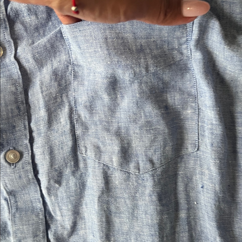 UNTUCKit Men's Light Blue linen  Casual Button Down Shirt - Picture 4 of 8